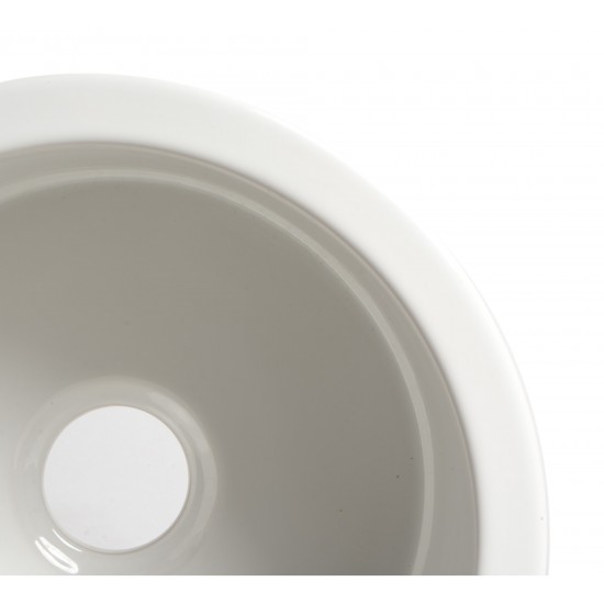 ALFI brand White Round 18" x 18" Undermount / Drop In Fireclay Prep Sink