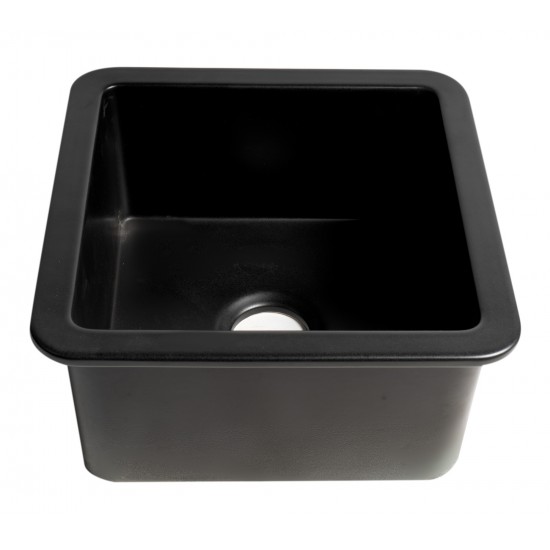 ALFI brand Black Matte Square 18" x 18" Undermount / Drop In Fireclay Prep Sink