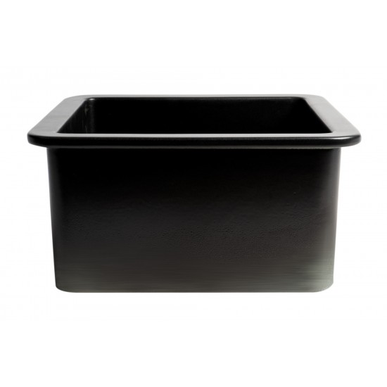 ALFI brand Black Matte Square 18" x 18" Undermount / Drop In Fireclay Prep Sink