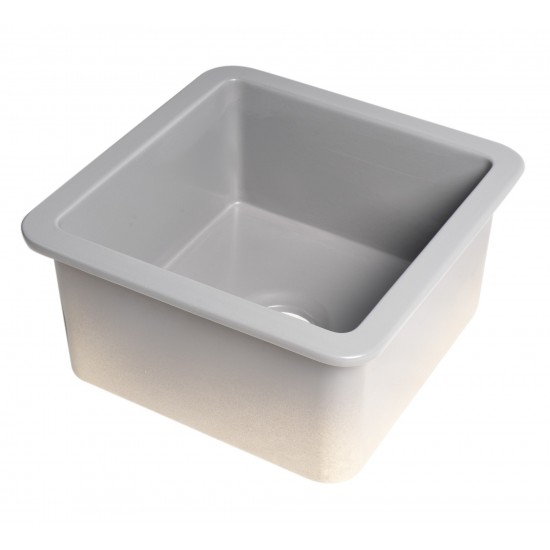 ALFI brand Gray Matte Square 18" x 18" Undermount / Drop In Fireclay Prep Sink