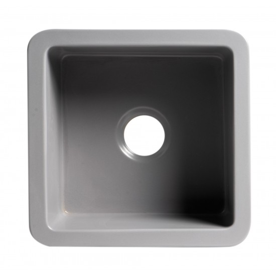 ALFI brand Gray Matte Square 18" x 18" Undermount / Drop In Fireclay Prep Sink