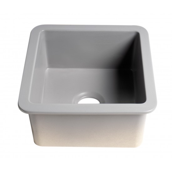 ALFI brand Gray Matte Square 18" x 18" Undermount / Drop In Fireclay Prep Sink