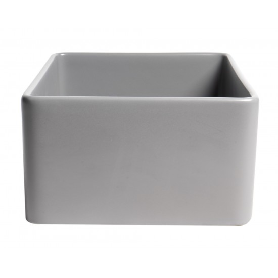 ALFI brand Gray Matte Smooth Apron 24" x 18" Single Bowl Fireclay Farm Sink