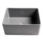 ALFI brand Gray Matte Smooth Apron 24" x 18" Single Bowl Fireclay Farm Sink