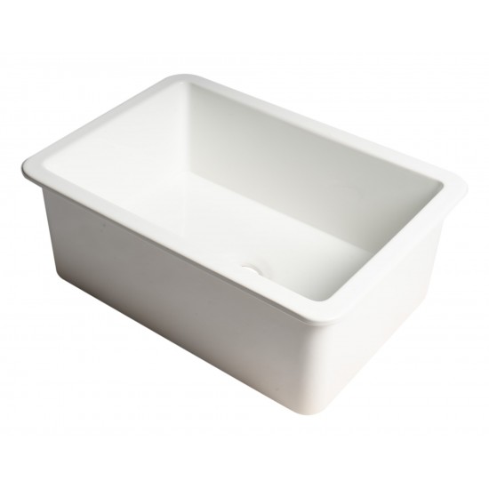 ALFI brand White 27" x 18" Fireclay Undermount / Drop In Firelcay Kitchen Sink
