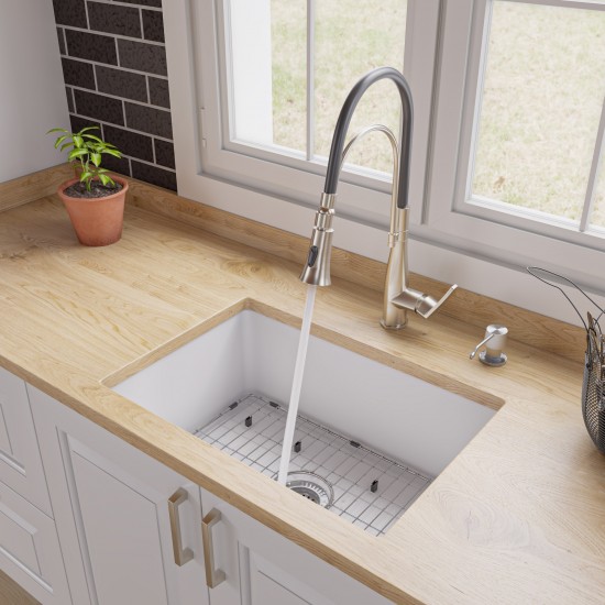 ALFI brand White 27" x 18" Fireclay Undermount / Drop In Firelcay Kitchen Sink
