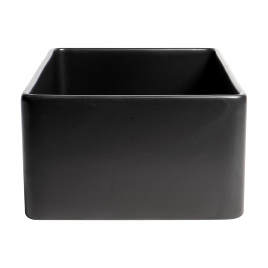 ALFI brand Black Matte Smooth Apron 30" x 18" Single Bowl Fireclay Farm Sink