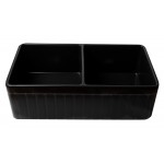 ALFI brand Black Matte Smooth Apron 33" x 18" Double Bowl Fireclay Farm Sink