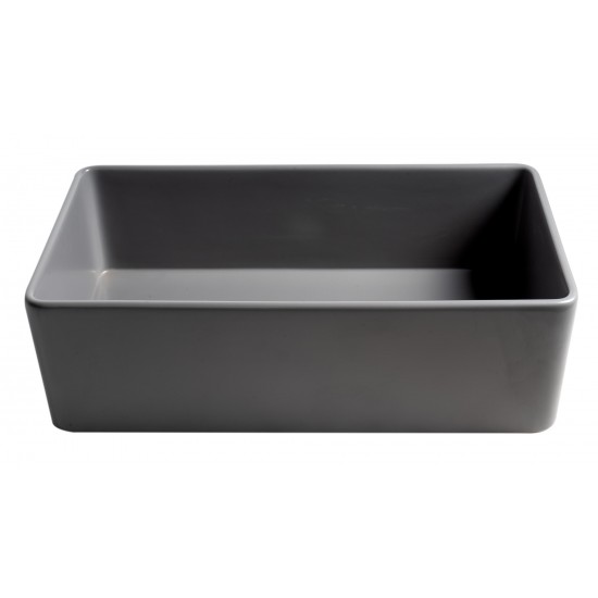 ALFI brand Gray Matte Smooth Apron 33" x 18" Single Bowl Fireclay Farm Sink