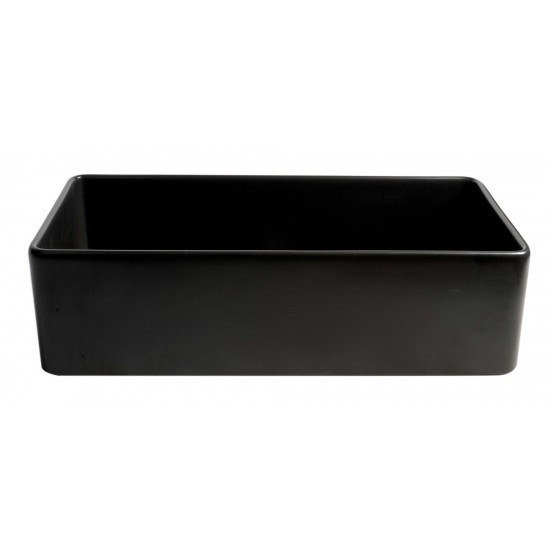 ALFI brand Black Matte Smooth Apron 36" x 18" Single Bowl Fireclay Farm Sink