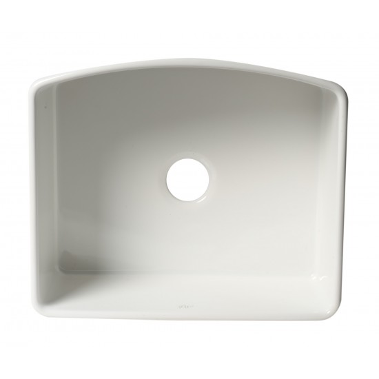 ALFI Brand Smooth Curved 24" x 20" Single Bowl Fireclay Farm Sink with Grid