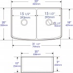 ALFI Brand Smooth Curved 33" x 20" Double Bowl Fireclay Farm Sink with Grid