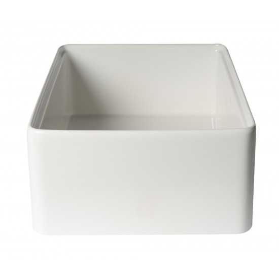 ALFI Brand Smooth 30" x 20" Single Bowl Step Rim Fireclay Farm Sink