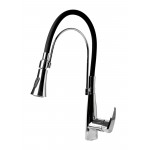 ALFI brand ABKF3001-PC Polished Chrome Kitchen Faucet with Black Rubber Stem