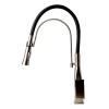 ALFI brand Brushed Nickel Square Kitchen Faucet with Black Rubber Stem