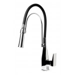 ALFI brand Polished Chrome Square Kitchen Faucet with Black Rubber Stem