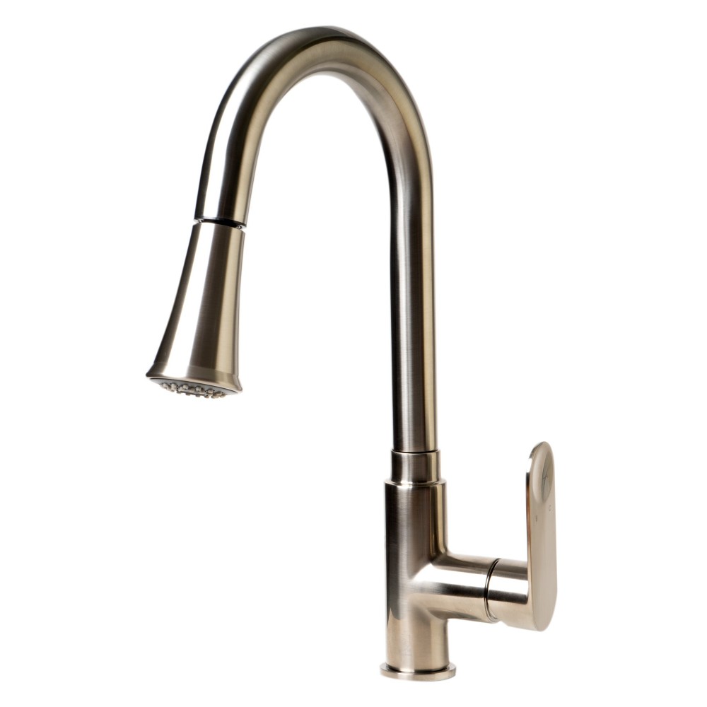 ALFI brand ABKF3480-BN Brushed Nickel Gooseneck Pull Down Kitchen Faucet