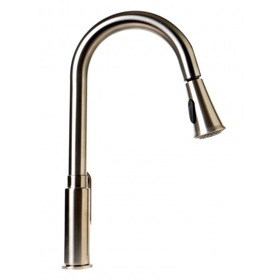 ALFI brand ABKF3480-BN Brushed Nickel Gooseneck Pull Down Kitchen Faucet