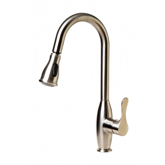 ALFI brand Brushed Nickel Traditional Gooseneck Pull Down Kitchen Faucet
