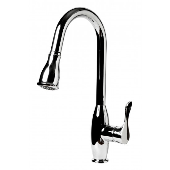 ALFI brand Polished Chrome Traditional Gooseneck Pull Down Kitchen Faucet