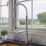 ALFI brand Brushed Nickel Double Spout Commercial Spring Kitchen Faucet