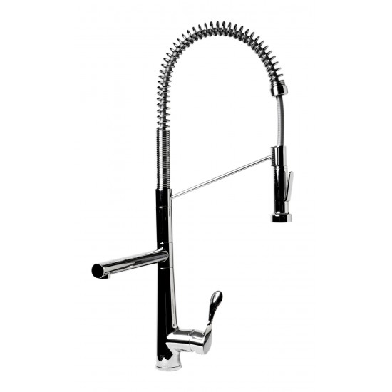 ALFI brand Polished Chrome Double Spout Commercial Spring Kitchen Faucet