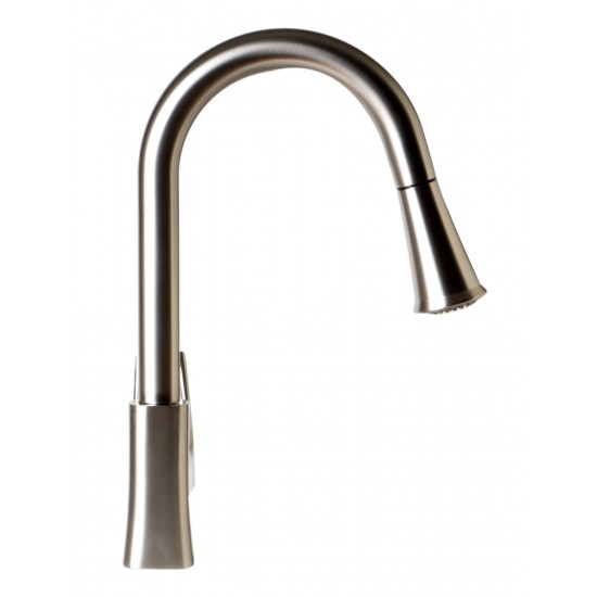 ALFI brand ABKF3889-BN Brushed Nickel Square Gooseneck Pull Down Kitchen Faucet