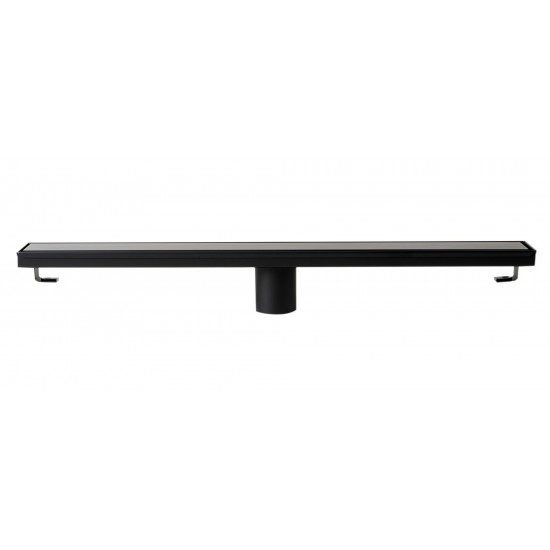 ALFI brand 24" Black Matte Stainless Steel Linear Shower Drain with Solid Cover