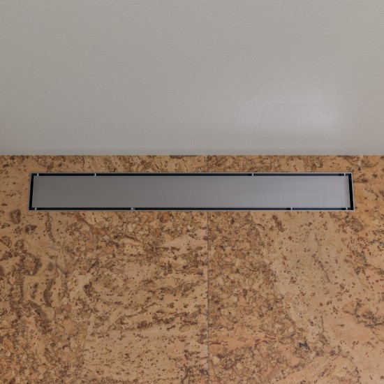 ALFI brand 24" Modern Brushed Linear Shower Drain with Solid Cover