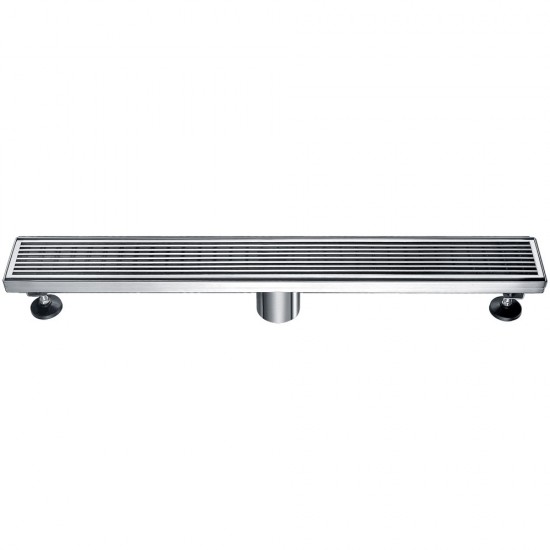 ALFI brand 24" Modern Stainless Steel Linear Shower Drain with Groove Lines