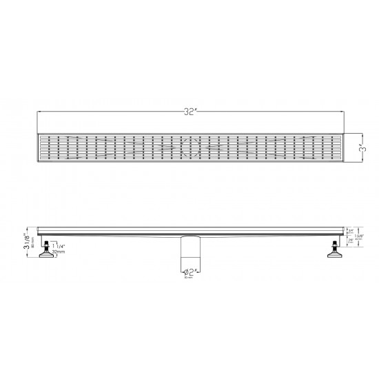 ALFI brand 32" Modern Stainless Steel Linear Shower Drain with Groove Lines