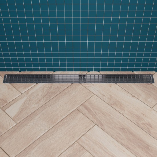 ALFI brand 36" Modern Stainless Steel Linear Shower Drain with Groove Lines