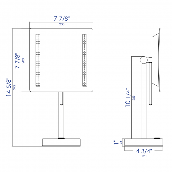 ALFI brandTabletop Square 8" 5x Magnifying Cosmetic Mirror with Light