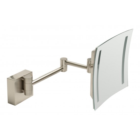ALFI brand Brushed Nickel Wall Mount Square Cosmetic Mirror with Light