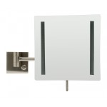 ALFI brand Brushed Nickel Wall Mount Square Cosmetic Mirror with Light