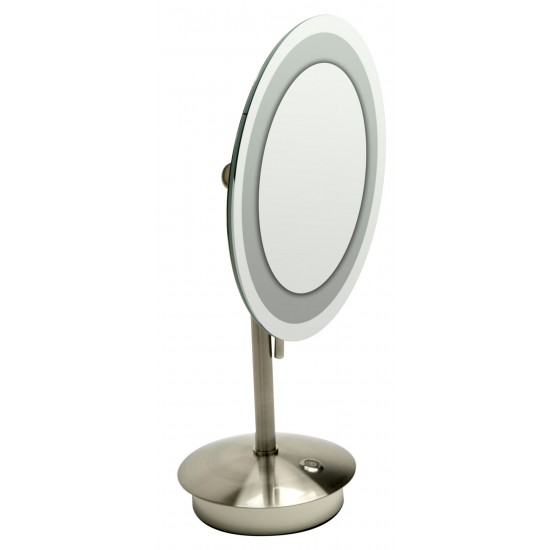 ALFI brand Tabletop Round 9" 5x Magnifying Cosmetic Mirror with Light