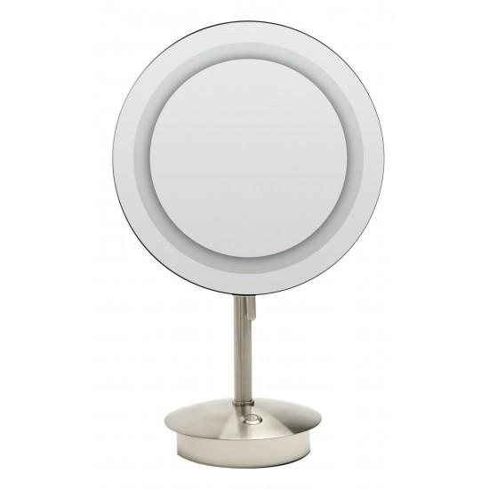 ALFI brand Tabletop Round 9" 5x Magnifying Cosmetic Mirror with Light