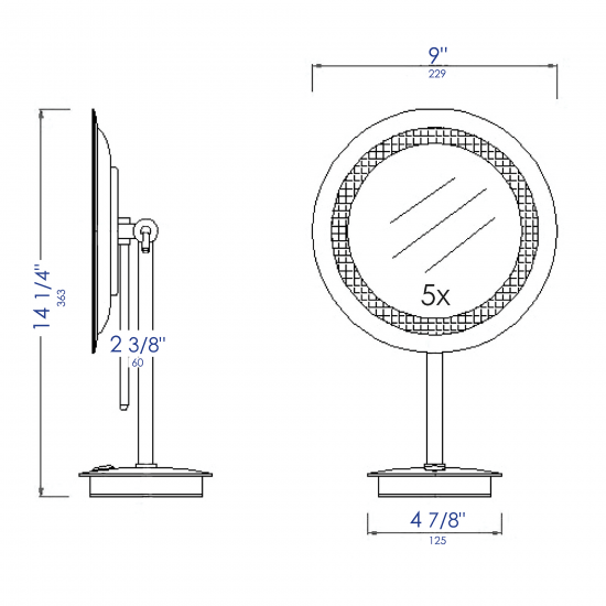 ALFI brand Tabletop Round Cosmetic Mirror with Light