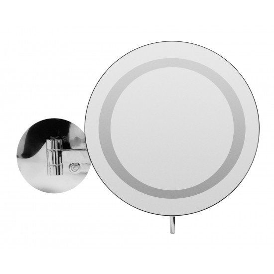 ALFI brand Wall Mount Round 9" 5x Magnifying Cosmetic Mirror with Light