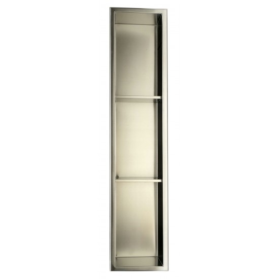 ALFI brand 8 x 36 Brushed Vertical Triple Shelf Bath Shower Niche