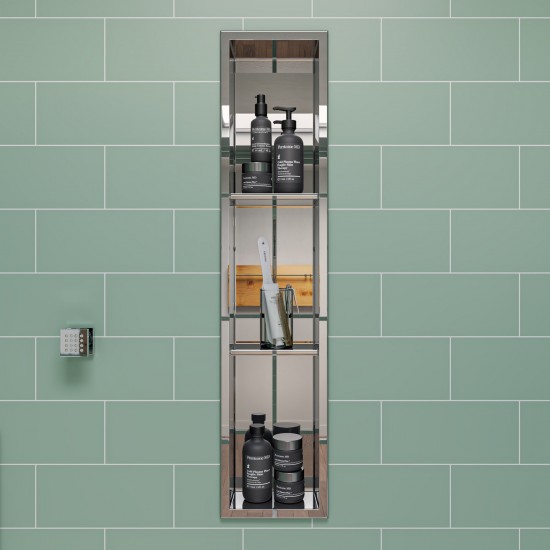 ALFI brand 8 x 36 Polished Vertical Triple Shelf Bath Shower Niche