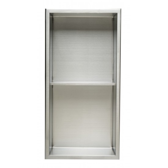 ALFI brand 12 x 24 Brushed Vertical Double Shelf Bath Shower Niche