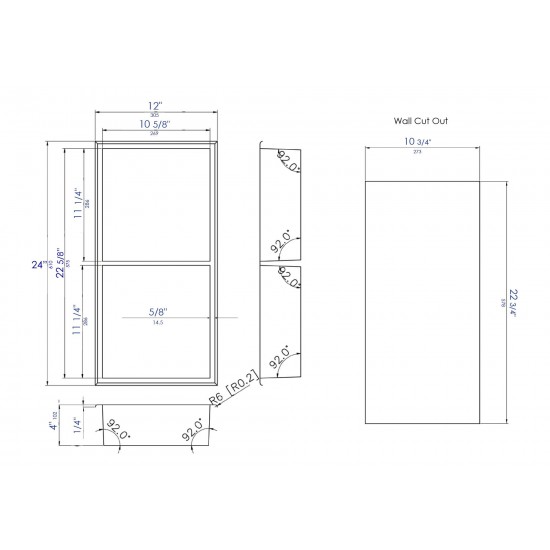 ALFI brand 12 x 24 Brushed Vertical Double Shelf Bath Shower Niche