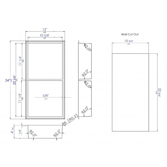 ALFI brand 12 x 24 Matte Stainless Steel Vertical Double Shelf Bath Shower Niche