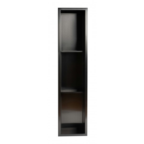 ALFI brand 8" x 36" Brushed Black PVD Vertical Triple Shelf Shower Niche