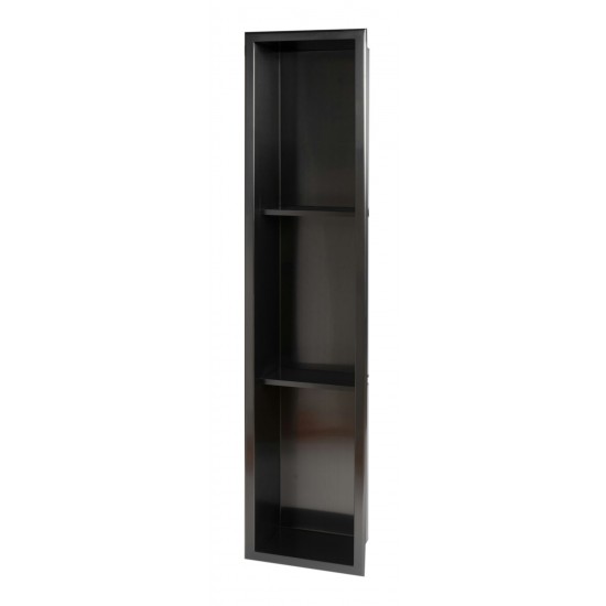 ALFI brand 8" x 36" Brushed Black PVD Vertical Triple Shelf Shower Niche