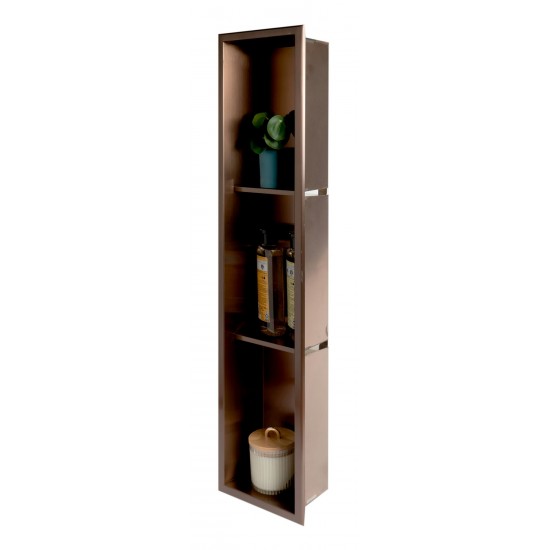 ALFI brand 8" x 36" Brushed Copper PVD Vertical Triple Shelf Shower Niche