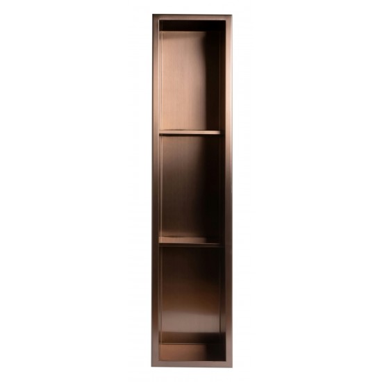 ALFI brand 8" x 36" Brushed Copper PVD Vertical Triple Shelf Shower Niche