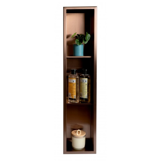 ALFI brand 8" x 36" Brushed Copper PVD Vertical Triple Shelf Shower Niche