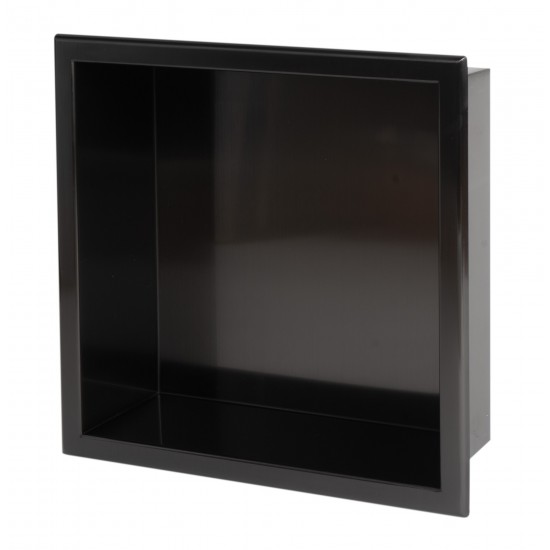 ALFI brand 12" x 12" Brushed Black PVD Square Single Shelf Shower Niche